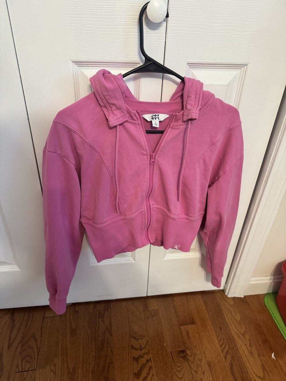 JoyLab Women's Pink Full Zip Boxy Fit Crop Hoodie Size Small